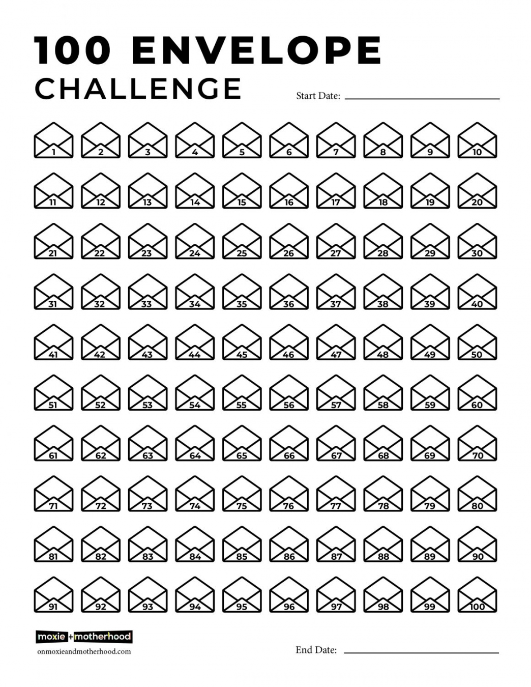 Free Printable 100 Envelope Challenge - FREE Printable HQ
